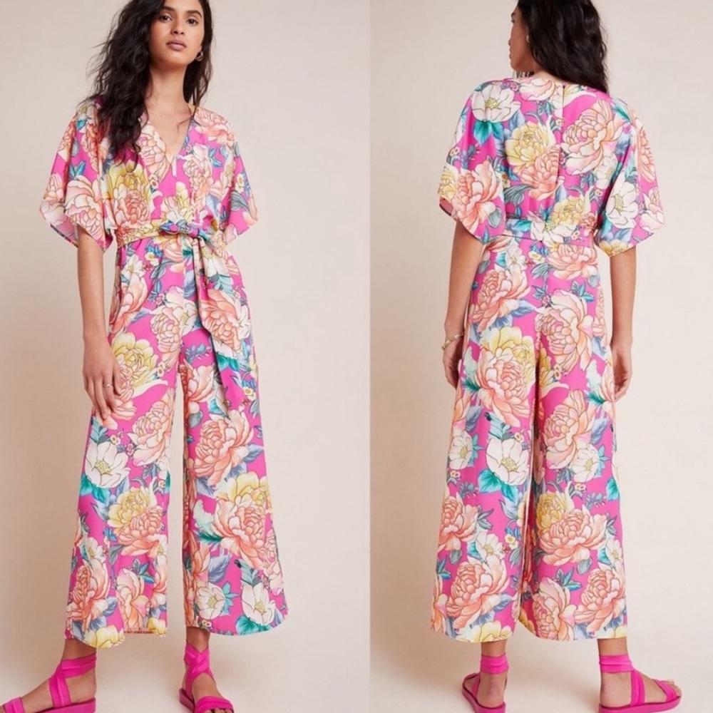 Farm Rio NWT Anthropologie floral jumpsuit sz L